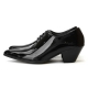 For men, 4708 cowhide black glossy leather, pumps 7cm high-heel, handmade western oxford shoes