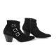 For men, 5044 cowhide black suede, inward zipper, pumps 7cm high-heel, 3 buckle belted, handmade western ankle boots