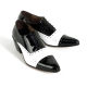 For men, N3008 black semi-glossy cowhide and white glossy leather combination, pumps 7cm high-heel, regal straight toe, handmade western oxford shoes