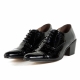 For men, N3008 cowhide black semi-glossy leather, pumps 7cm high-heel, regal straight toe, handmade western oxford shoes