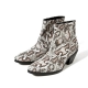 For men, 5087 grey snake leather pattern cowhide, inward zipper, 7cm high-heel, handmade western ankle boots