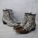 For men, 4714 grey snake leather pattern cowhide, pumps 7cm high-heel, handmade western boots, 2 types