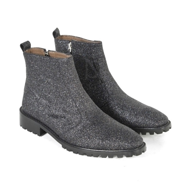 For men, N1088(1-880) cowhide leather, glittering, inward zipper, plain toe, handmade ankle boots