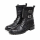 For men, 4884 black elephant leather pattern cowhide, inward zipper, double-monk strap, plaid, straight toe, lace-up, handmade combat ankle boots