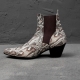 For men, A5091 grey snake leather pattern cowhide, no zipper(option), pumps 7cm high-heel, handmade western chelsea boots