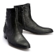 For men, 4554 black elephant leather pattern cowhide, inward zipper, handmade western ankle boots