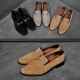 For men, N6033 cowhide suede, high-end fabric, horse-it ornament, u-tip, handmade loafers, 3 colors