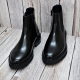 For men, G305 cowhide black box calf leather, inward zipper, plain toe, thick commando outsole, handmade ankle boots