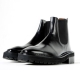 For men, A305 cowhide black box calf leather, back zipper, plain toe, thick commando outsole, handmade ankle chelsea boots