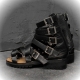 For men, A5055 black meridian cowhide, multi-buckles, compressed-sponge added commando outsole, handmade gladiator sandals