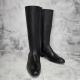 For men, A5066 black cowhide box calf leather, inward zipper, plain toe, rubber spike outsole, handmade long boots