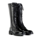 For men, A5027 black cowhide box calf leather, back zipper, lace-up, plain toe, thick commando outsole, handmade long boots