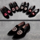 For men, N933 black high-end velvet, handmade loafers, 4 embroideries