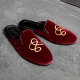 For men, N210 cowhide, red high-end velvet, one snake embroidery, handmade bloafers