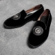 For men, N233 black high-end velvet, tiger ornament door handle, handmade loafers