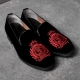 For men, N233 black high-end velvet, red imperial crown embroidery, handmade loafers