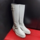 【Customizing to White / 커스텀 화이트】For men, A5052 white cowhide box calf leather, plain toe, thick commando outsole, customized white outsole, handmade engineer long boots