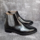 For men, D305 cowhide black box calf leather, back zipper, plain toe, basic command outsole, handmade ankle chelsea boots