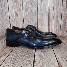 For men, N6205 blue cowhide advan leather, u-tip, single-monk strap, handmade dress shoes