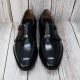 For men, Nble5021 black cowhide leather, u-tip, double-monk strap, handmade dress shoes