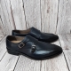 For men, N9005 blue navy cowhide leather, u-tip, double-monk strap, handmade dress shoes