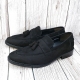 For men, N6033 black sheep skin suede, u-tip, handmade slip-on tassel loafers