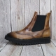 For men, N1305 stained two tone brown cowhide, no zipper(option), regal wing tip, handmade ankle chelsea boots