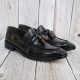 For men, N1013 black advan cowhide, u-tip, handmade knot string tassel loafers