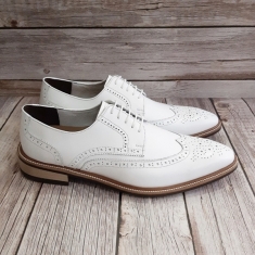 For men, N930 white cowhide, lace-up, regal wing tip, handmade oxford shoes