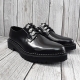 For men, N5100 black cowhide, lace-up, plain toe, handmade oxford oversole shoes