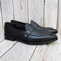 For men, N9234 black saffino cowhide, u-tip, single-monk strap, handmade loafers