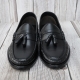 For men, N530 black cowhide, side shirring, u-tip, handmade tassel loafers