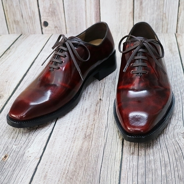 For men, N6000 wine cowhide advan leather, plain toe, handmade oxford shoes