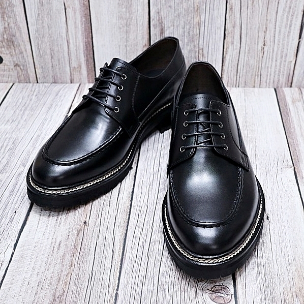 For men, N2030 black cowhide, u-tip, handmade derby shoes