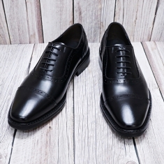 For men, N1006 black cowhide, lace-up, straight toe, handmade oxford shoes