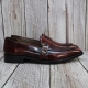 For men, N9234 dark wine cowhide advan, u-tip, ark pattern single-monk strap, handmade dress shoes