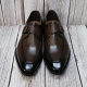 For men, N6205 dark brown cowhide, u-tip, single-monk strap, handmade dress shoes