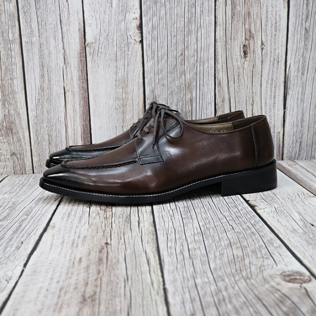 For men, N4100 stained wine cowhide, lace-up, u-tip, handmade dress shoes