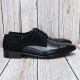 For men, N1003 black cowhide and suede combination, lace-up, straight toe, handmade oxford shoes