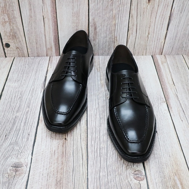 For men, N4100 black cowhide, lace-up, u-tip, handmade dress shoes