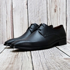 For men, Nble0802 black meridian cowhide, lace-up, regal pattern toe, handmade oxford dress shoes