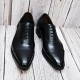 For men, Nble0825 black cowhide, lace-up, regal saw blade pattern straight toe, handmade oxford shoes