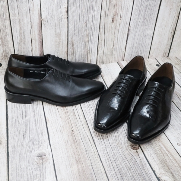 For men, Nble1021 matte black cowhide, lace-up, plain toe, handmade oxford shoes, 2 colors