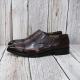 For men, N930 rubbed wine cowhide, side cowhide band, no lace-up, straight toe, handmade dress shoes