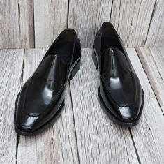 For men, N6033 black cowhide, u-tip, handmade plain loafers