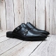 For men, N1005 black cowhide, double-monk strap, straight toe, handmade bloafers