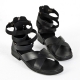 For men, A5146 black meridian cowhide, compressed sponge added, spike pattern rubber outsole, handmade gladiator sandals