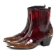 For men, 4714 cowhide wine advan leather combination, pumps 7cm high-heels, handmade western boots