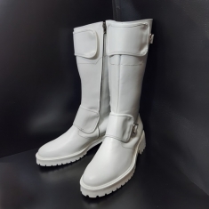 【Customizing to White / 커스텀 화이트 】For men, A4795 cowhide box calf leather, double guards, thick commando sole, customized white color outsole, handmade middle long boots