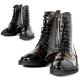 For men, N1090 cowhide black box calf leather, inward zipper, straight toe, lace-up, handmade combat ankle boots, 2 colors